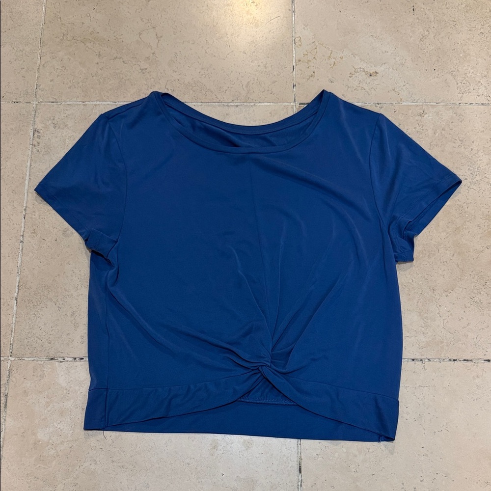 ZYIA Navy High-Neck Double-Strap Crop Top